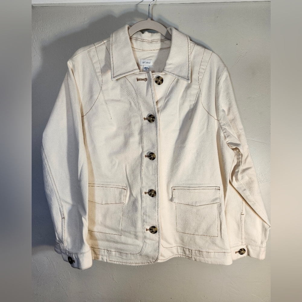 J Jill NWT Denim Cream Utility Boxy Fit  Jacket Sz XL